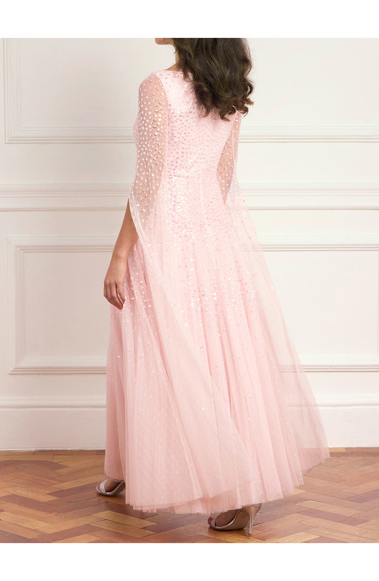 Needle & Thread Sunrise Sequin Cape Sleeve Ankle Gown, Alternate, color, Peony Pink