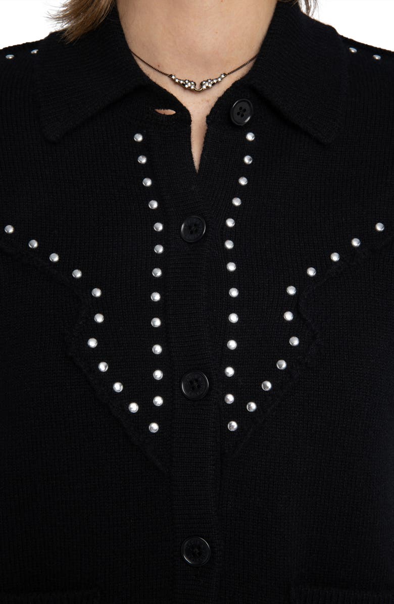 Zadig & Voltaire Adany Stud Detail Wool & Cashmere Cardigan, Alternate, color, Black