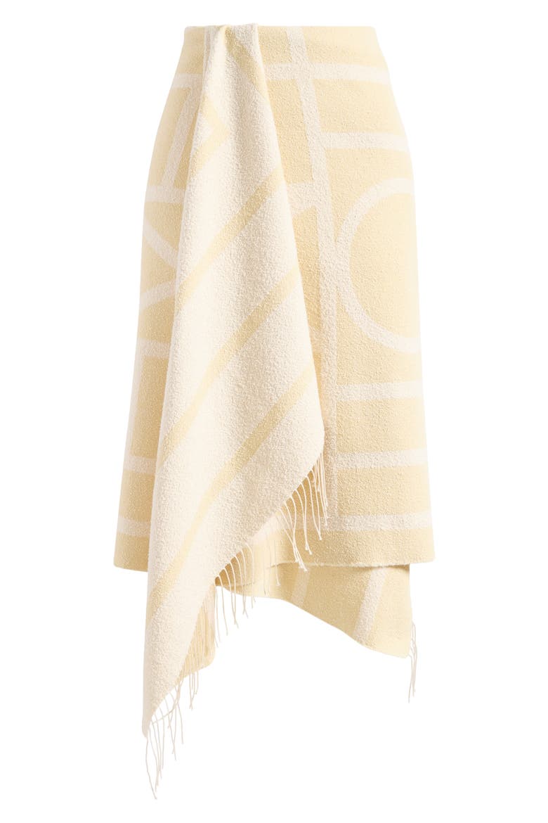 Monogram Fringe Scarf, Alternate, color, ECRU/ STRAW
