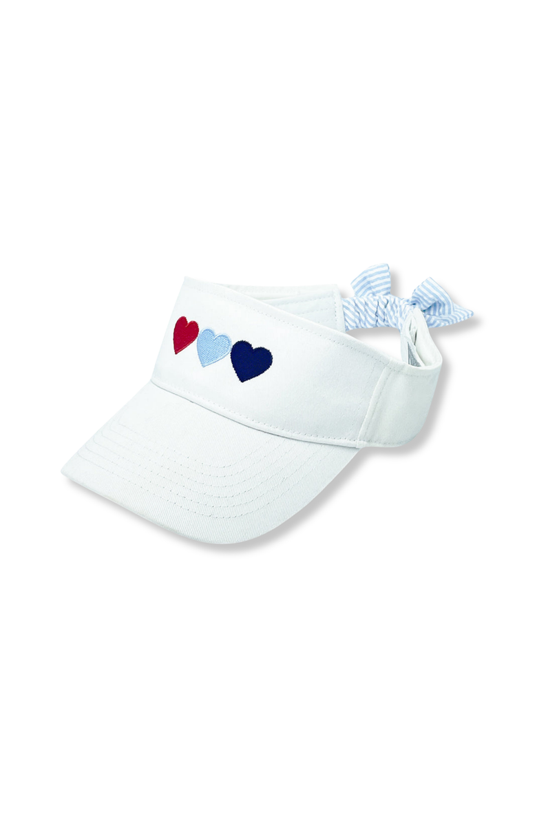 Bits & Bows Patriotic Hearts Twill Bow Visor, Main, color, Deep White