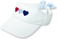 Bits & Bows Patriotic Hearts Twill Bow Visor