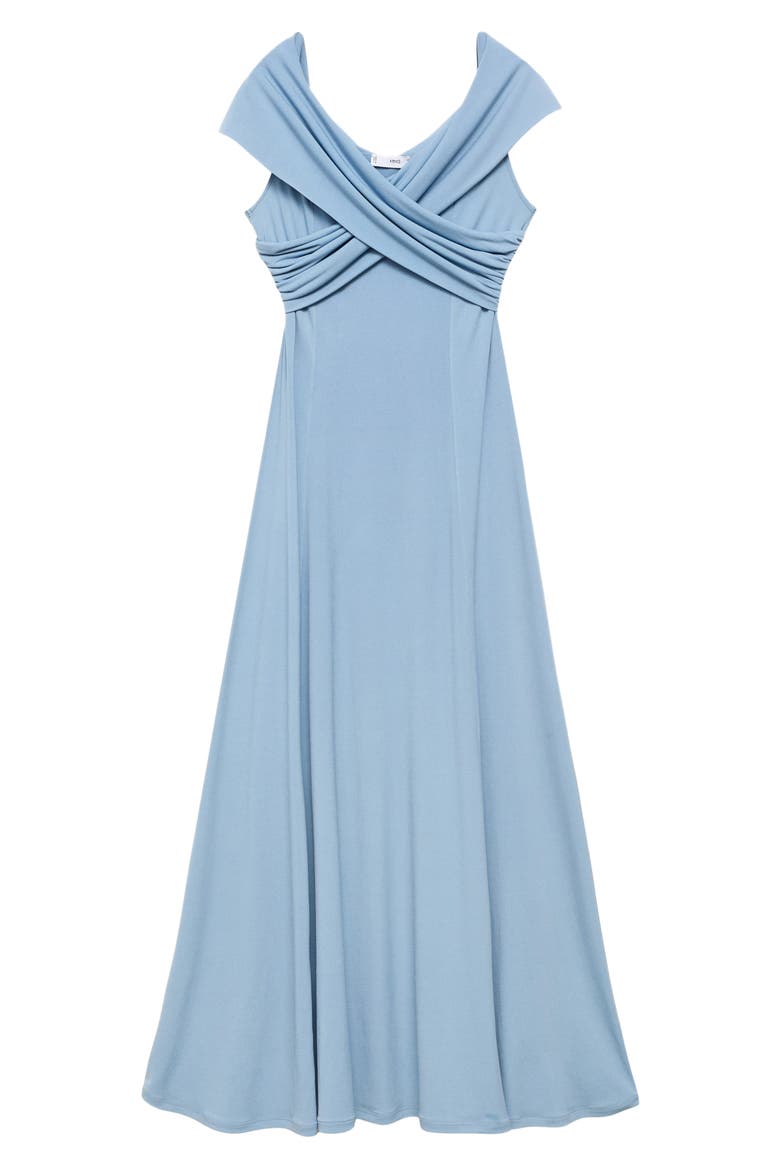 Crossover Neck A-Line Gown, Alternate, color, BLUE