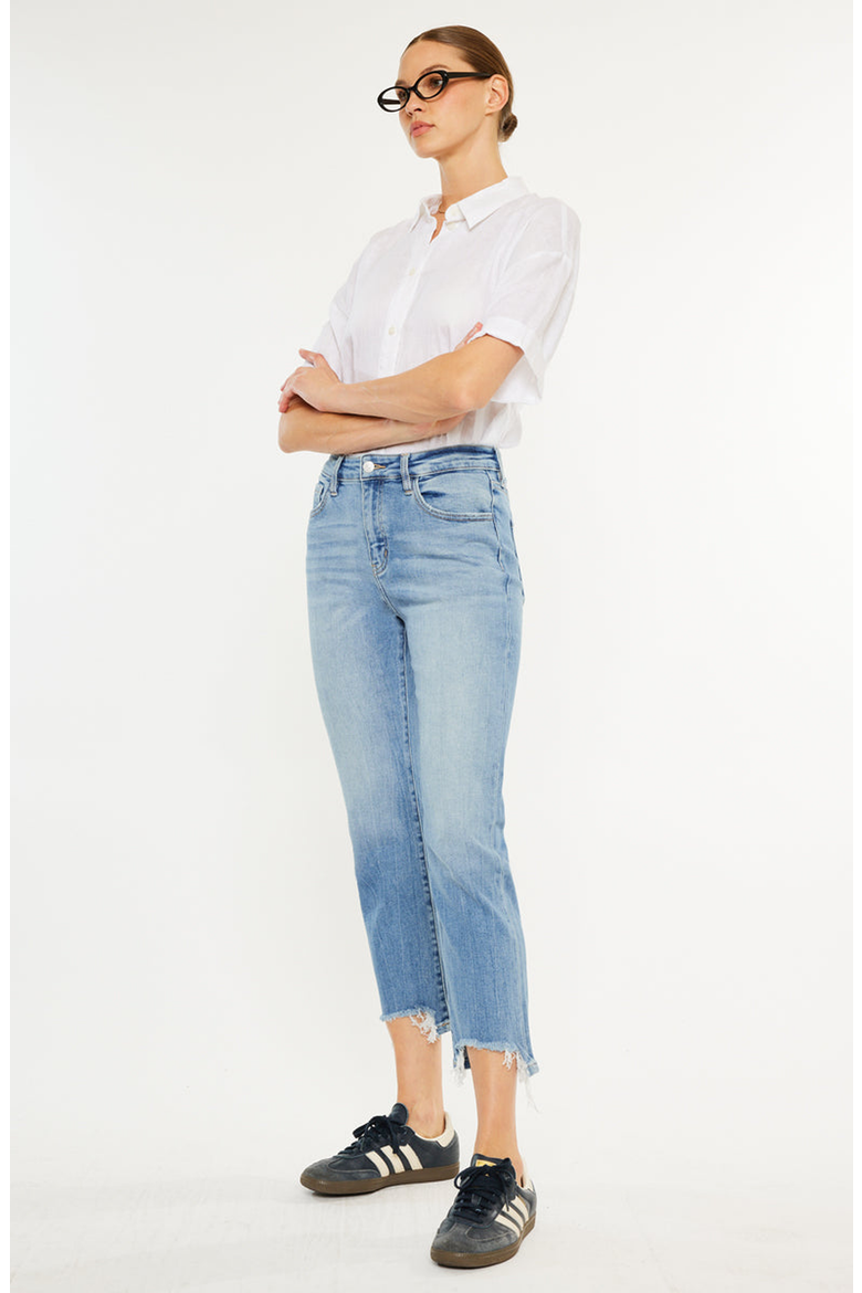 Angela Essentials High Rise Slim Cropped Straight Jeans, Alternate, color, Light Blue