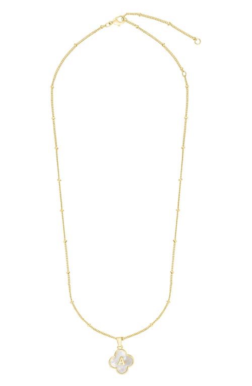 Adornia Mother-of-pearl Clover Initial Pendant Necklace In White-a