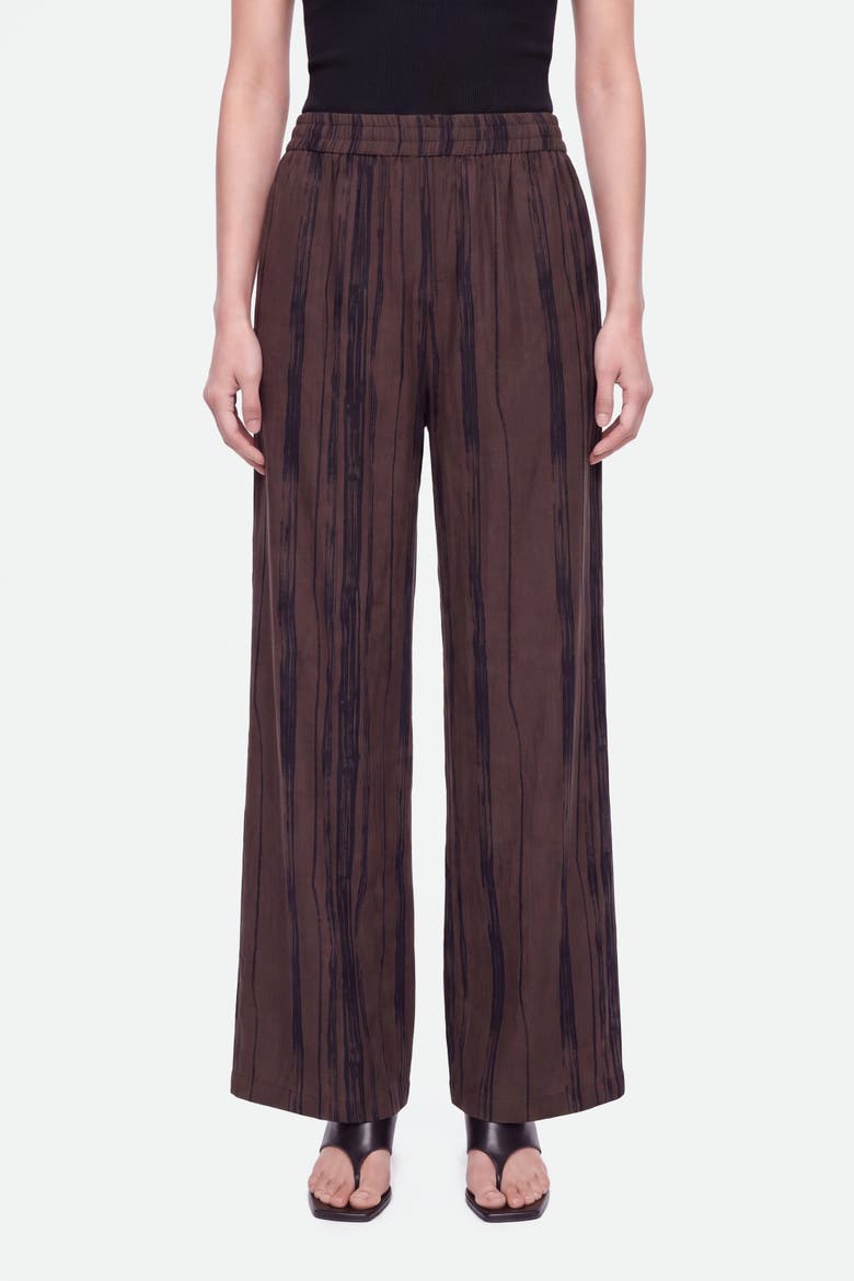 Printed Lyocell Wide Leg Trousers, Alternate, color, Brown