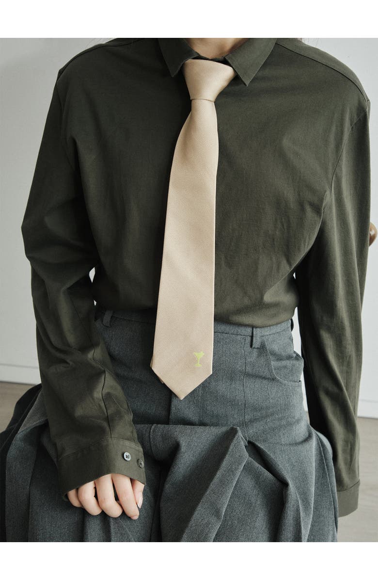 Lost Pattern Silk Tie, Alternate, color, Khaki