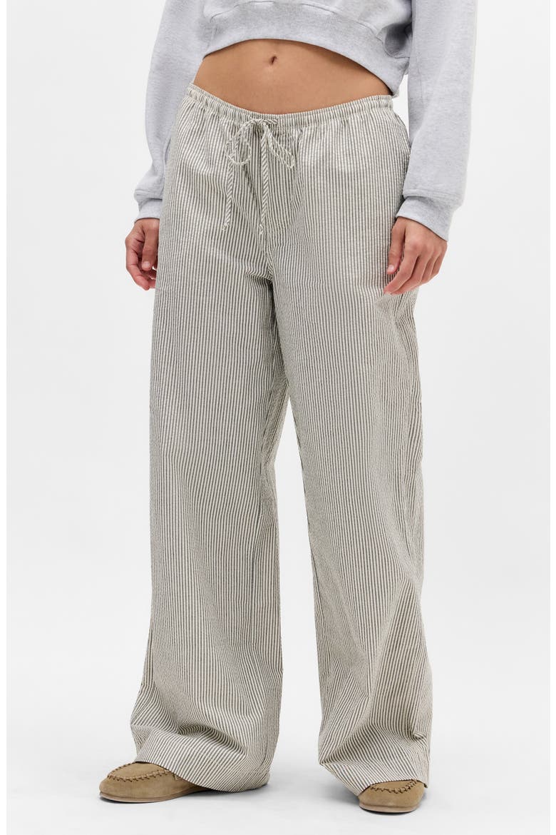Joey Stripe Cotton Drawstring Waist Pants, Main, color, BLACK/WHITE