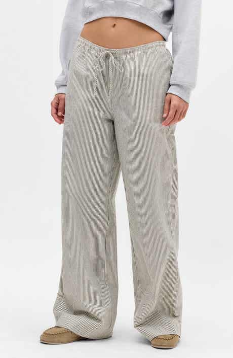 Joey Stripe Cotton Drawstring Waist Pants