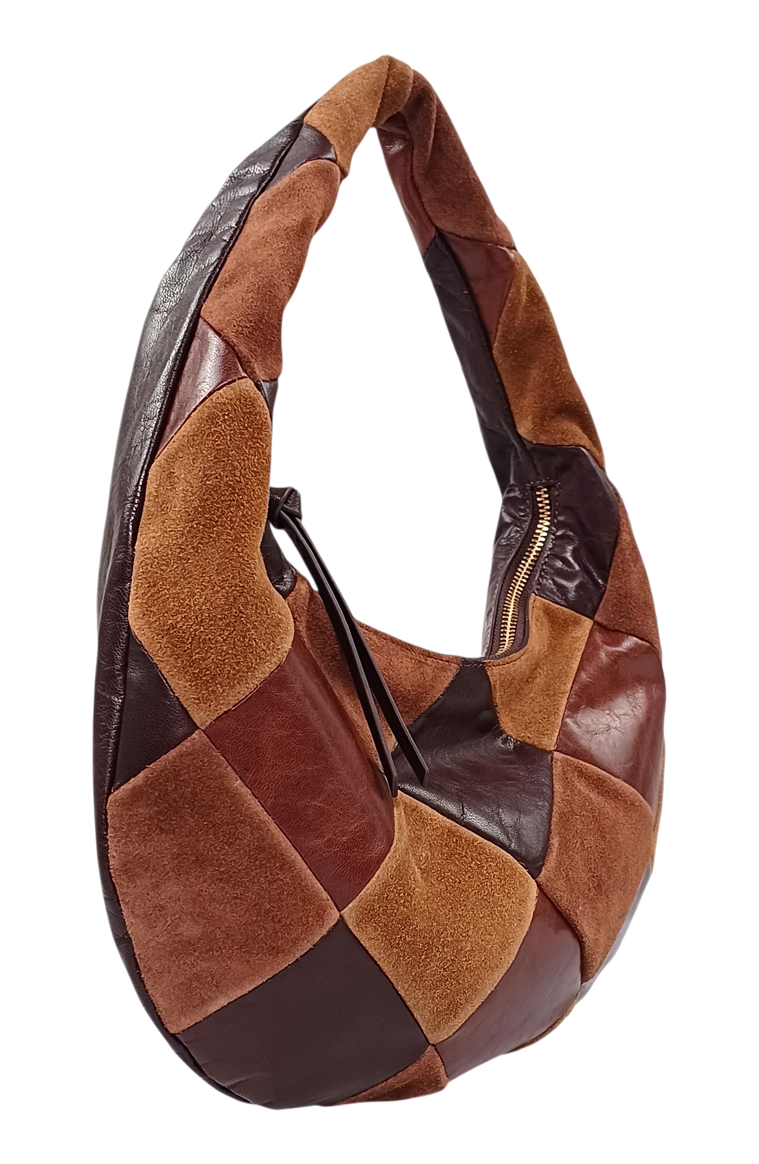 Patch Train Mini Leather Shoulder Bag, Alternate, color, BROWN MULTI