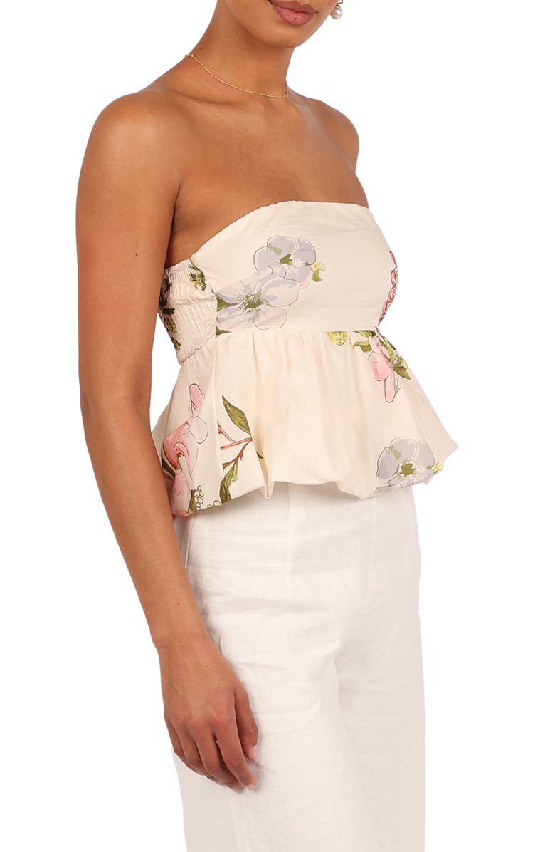 Petal & Pup Aurlie Floral Strapless Cotton Peplum Top, Alternate, color,