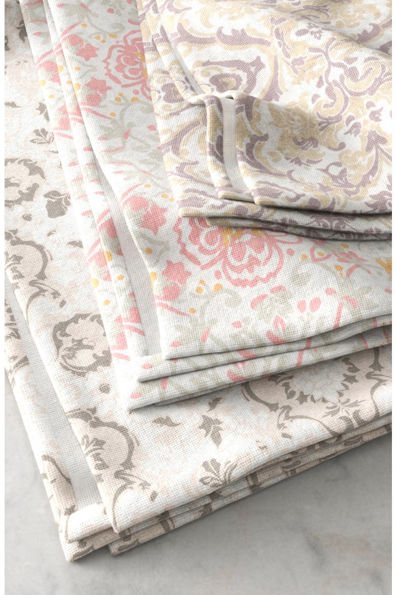 6-Pack Cotton Kitchen Towels, Alternate, color, TAUPE/ PINK DAMASK PRINT