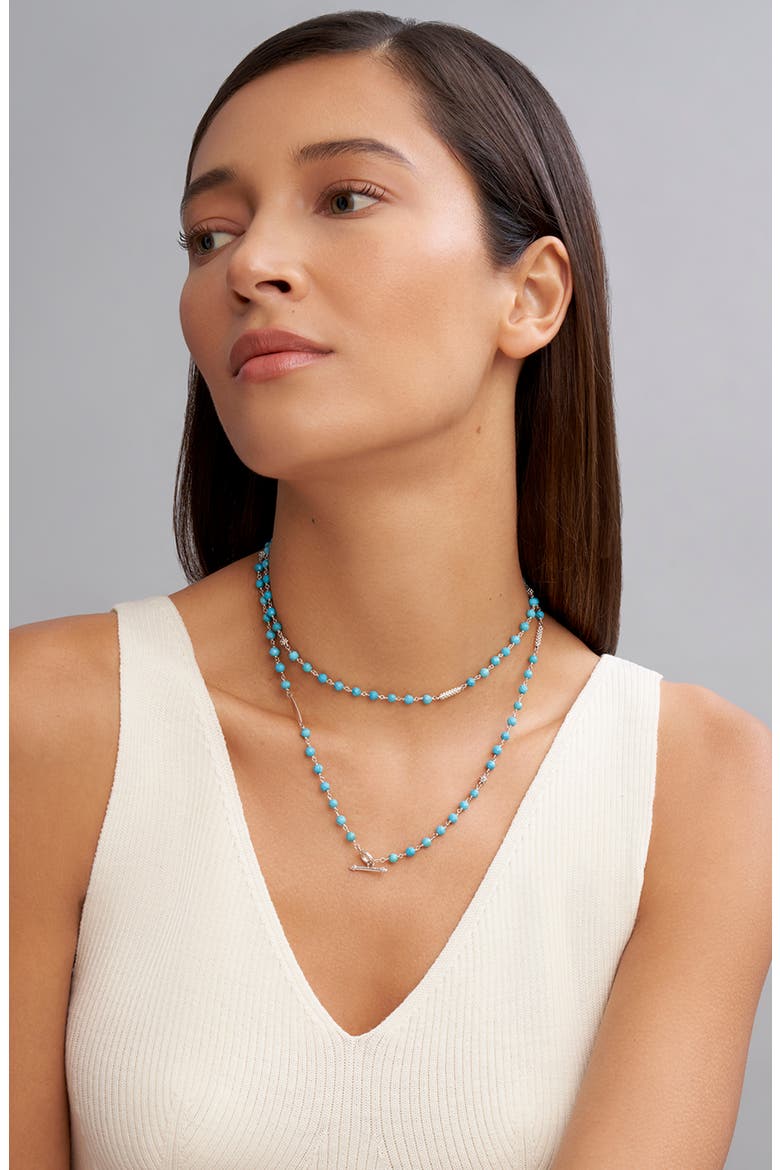Caviar Icon Turquoise Bead Dual Layer Necklace, Alternate, color, TURQUOISE