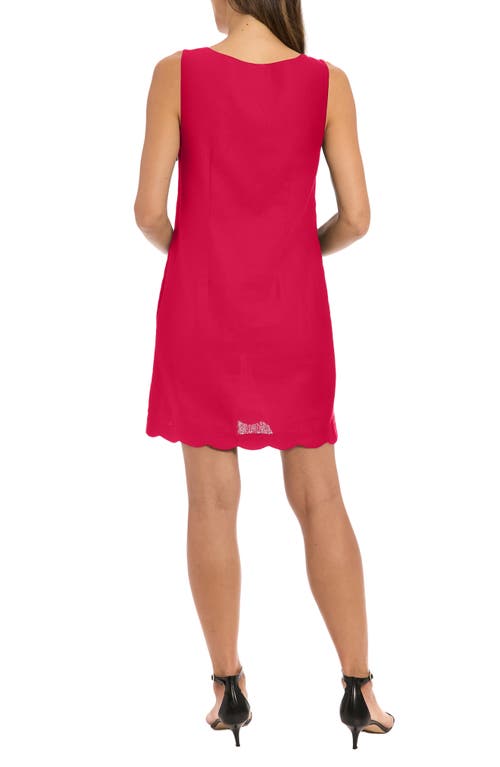 London Times Scalloped Sleeveless Linen Blend Shift Dress