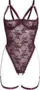 Oh La La Cheri Elayne Lace Open Cup Underwire Teddy with Garter Straps