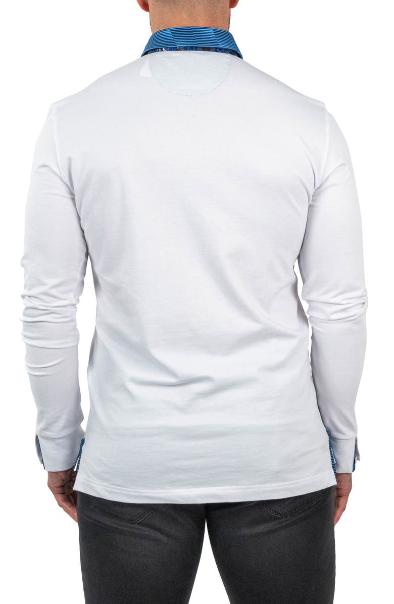 Maceoo Newton Brilliant Long Sleeve Cotton Polo, Alternate, color, White
