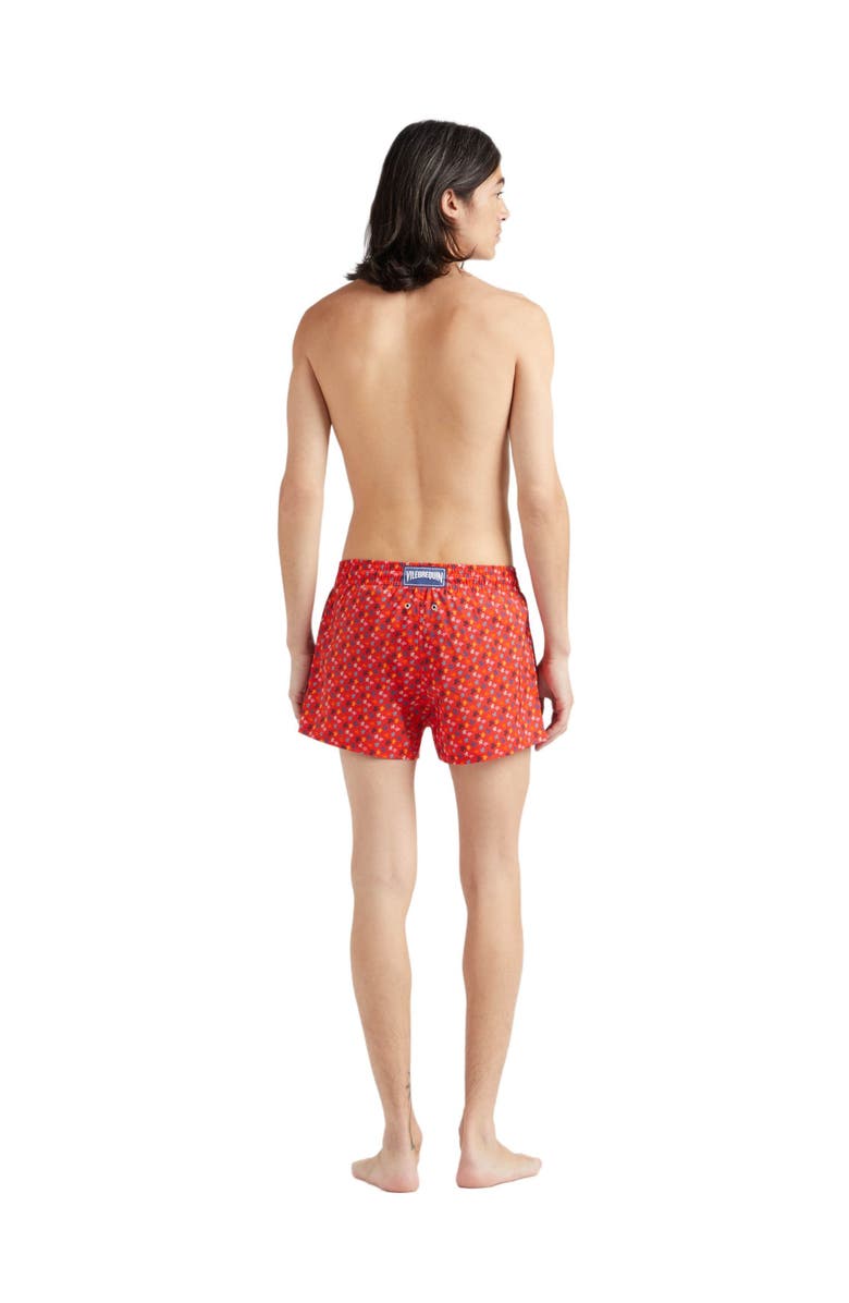 Vilebrequin Men's Micro Ronde Des Tortues Rainbow Stretch Swim Shorts, Alternate, color, Coquelicot