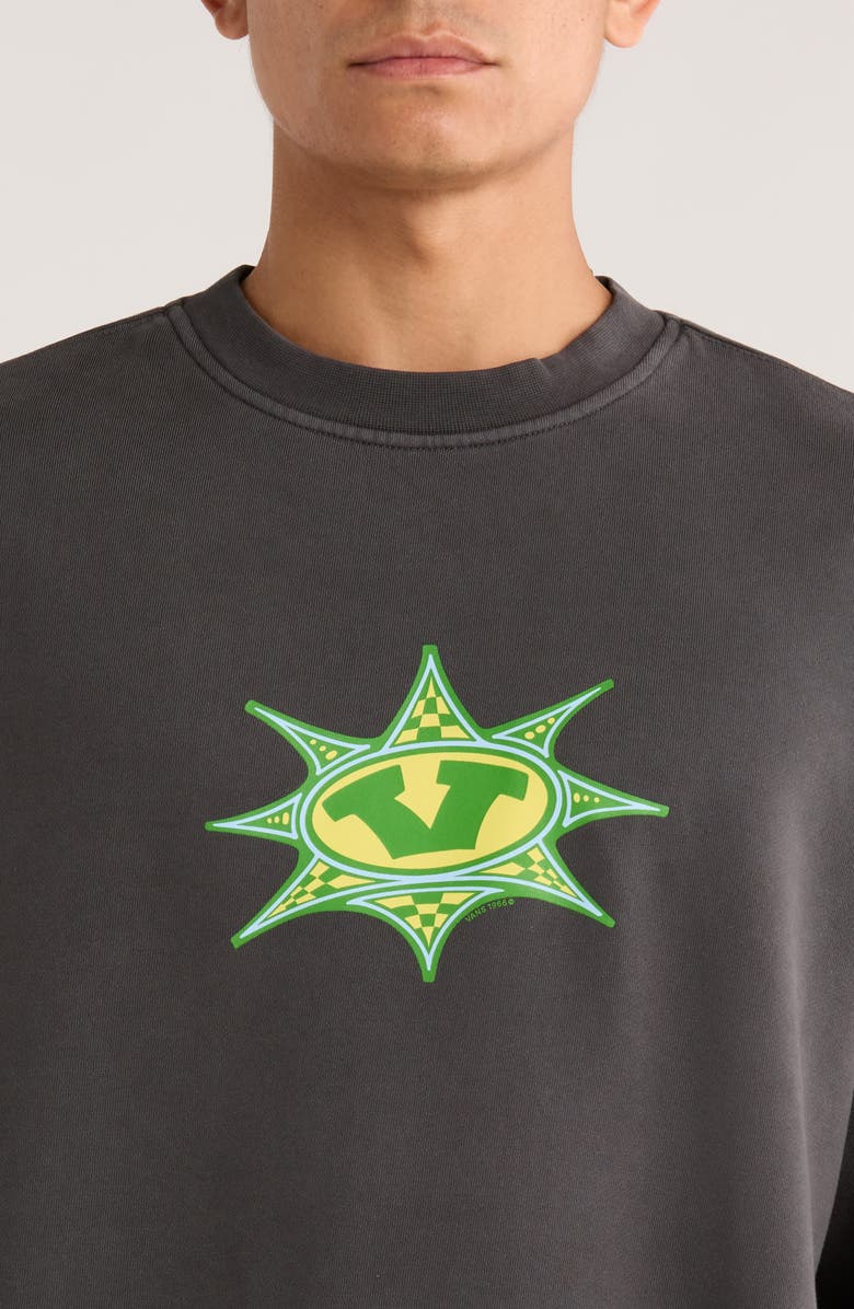 Vans Star Checker Fleece Crewneck Sweatshirt, Alternate, color, Black