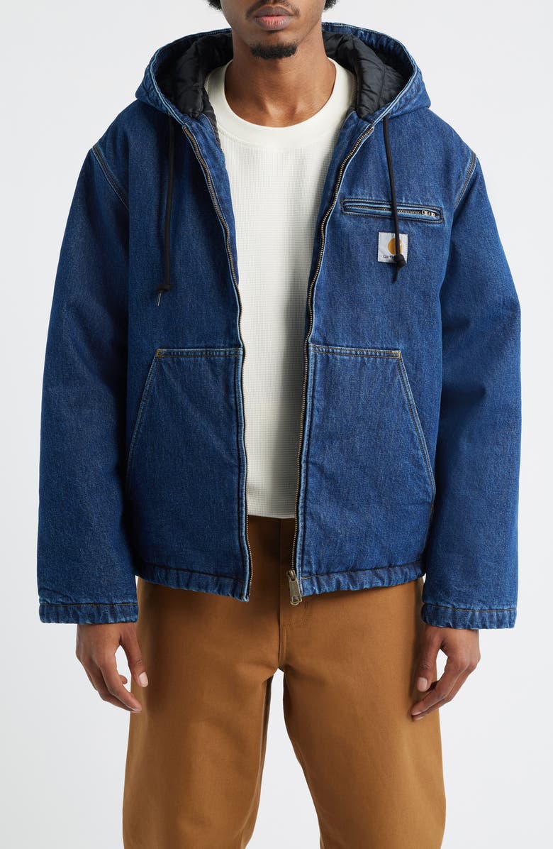 Carhartt Work In Progress Cleveland Hooded Jacket, Main, color, Blue (Stone Washed)