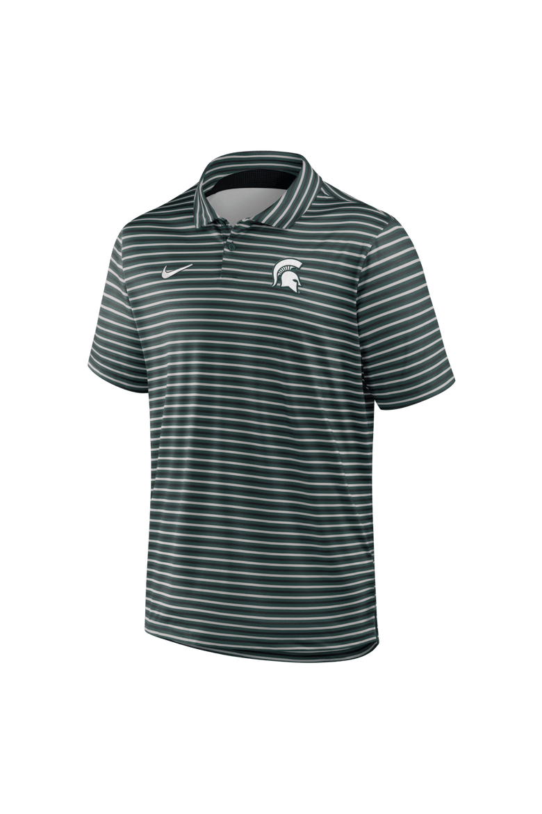 Men's Nike Green Michigan State Spartans 2025 Coaches Premium Tour Stripe Dri-FIT Polo, Alternate, color, Green