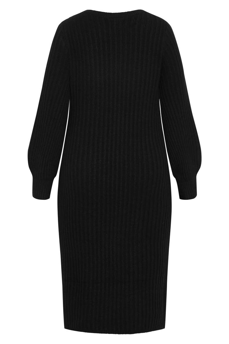 Saskia Long Sleeve Rib Sweater Dress, Alternate, color, BLACK