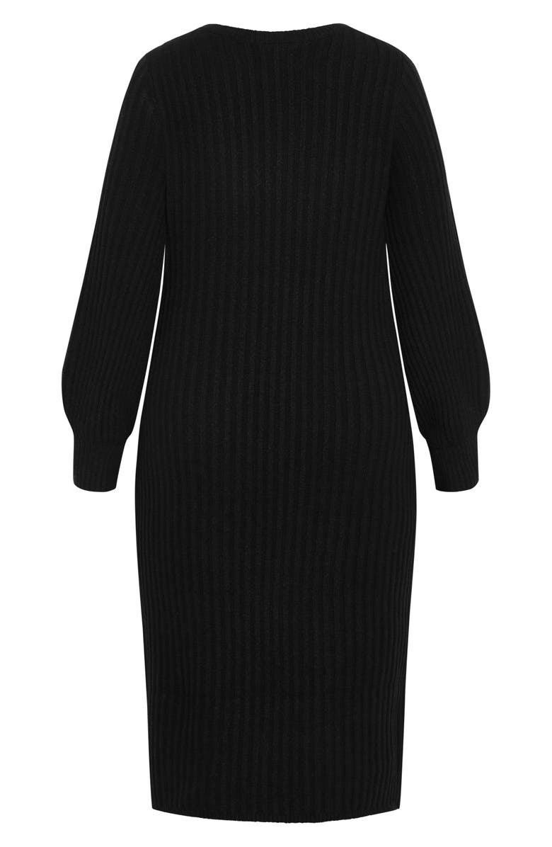 City Chic Saskia Long Sleeve Rib Sweater Dress, Alternate, color, 