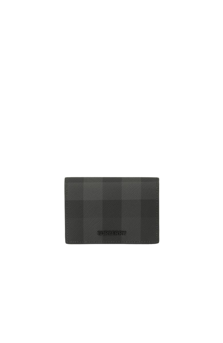 Burberry Check Folding Card Case, Main, color, Charcoal