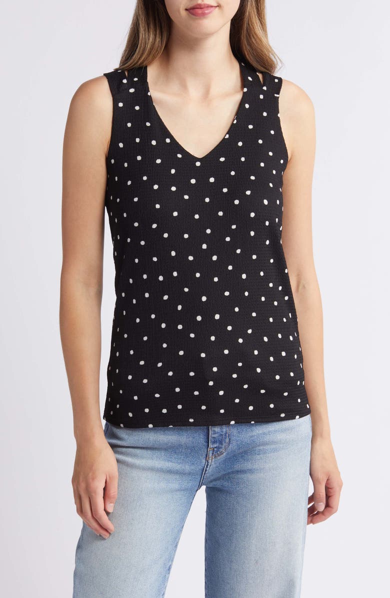 Loveappella Crisscross Tank Top, Main, color, Black