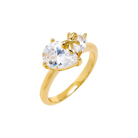 Double Teardrop W/ Bow Motif Ring