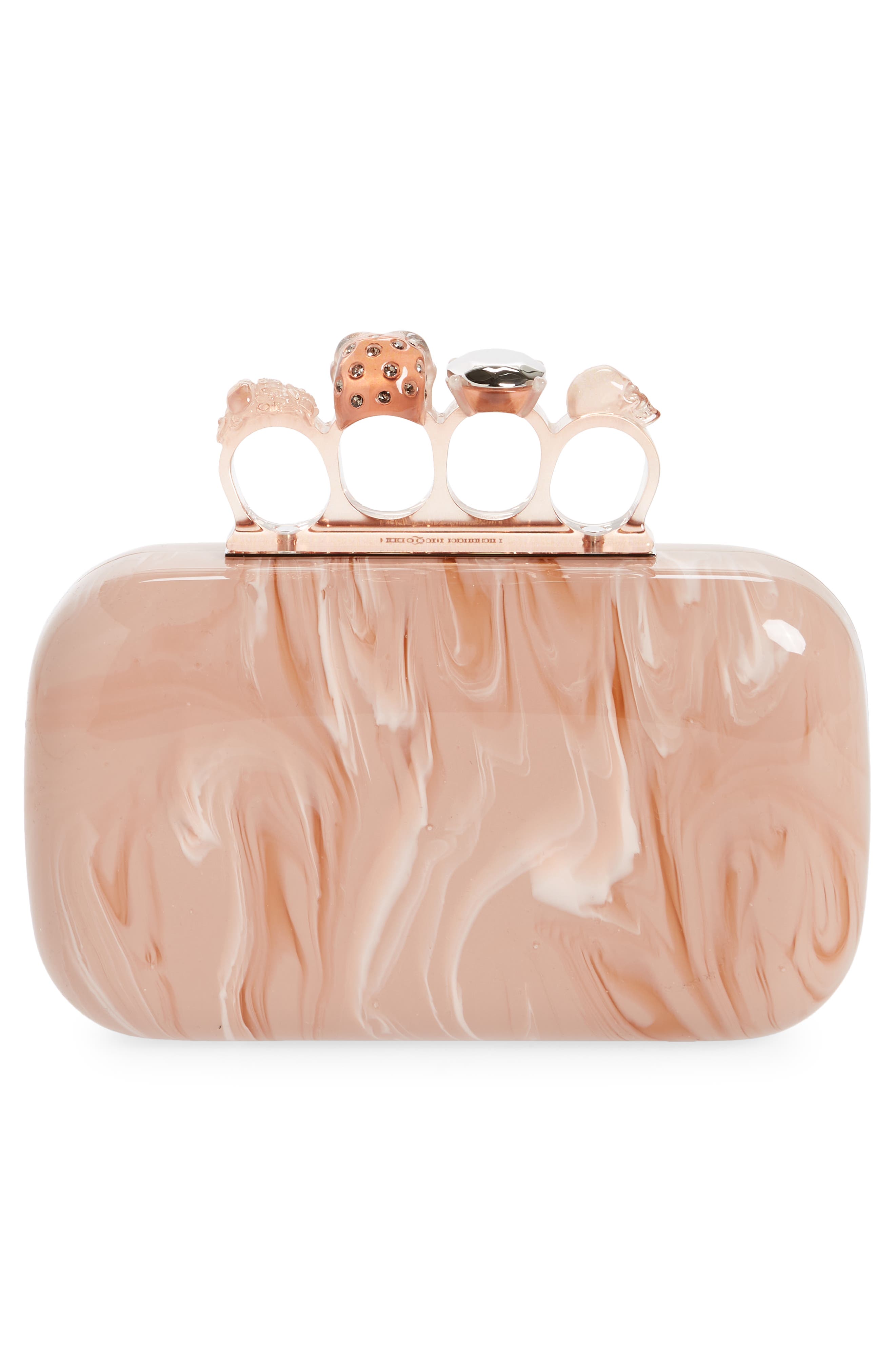 McQueen Alexander McQueen Skull Knuckle Box Clutch, Alternate, color, 