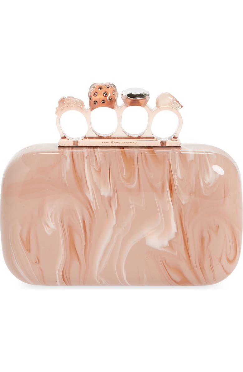 McQueen Alexander McQueen Skull Knuckle Box Clutch, Alternate, color,