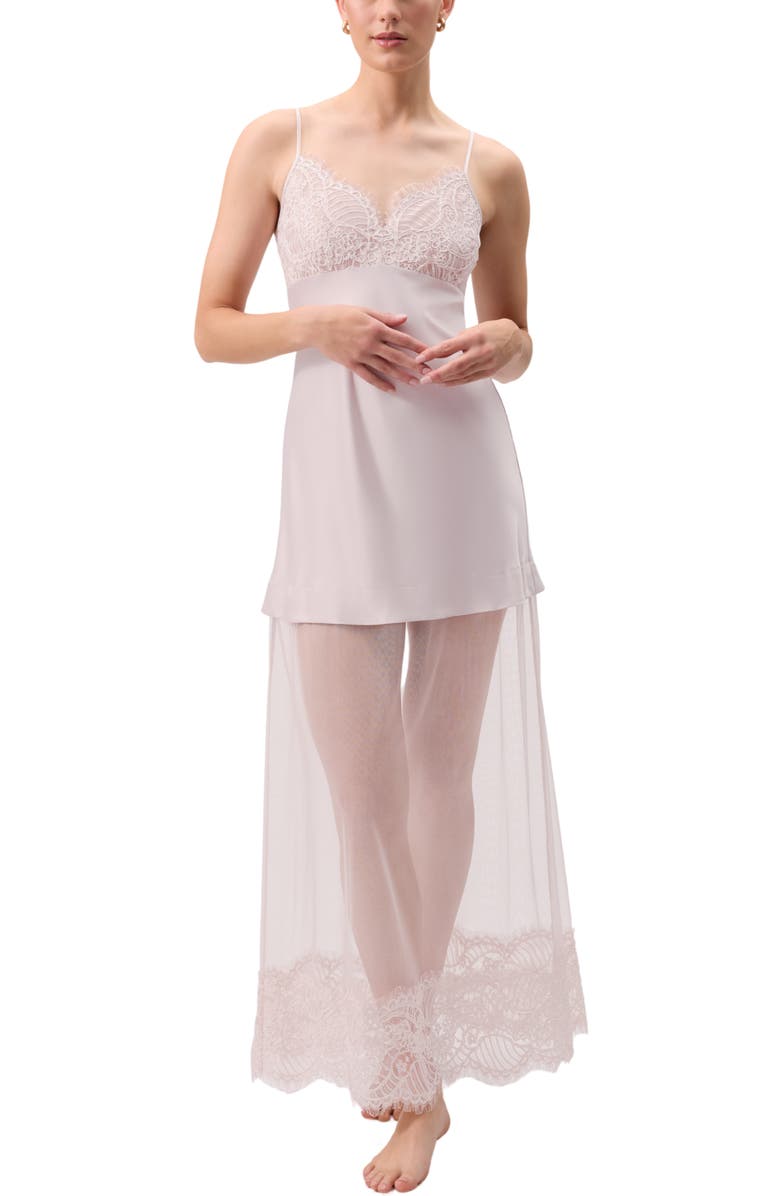 Rya Collection Serenade Lace & Mesh Panel Carmeuse Nightgown, Alternate, color, Sepia Rose