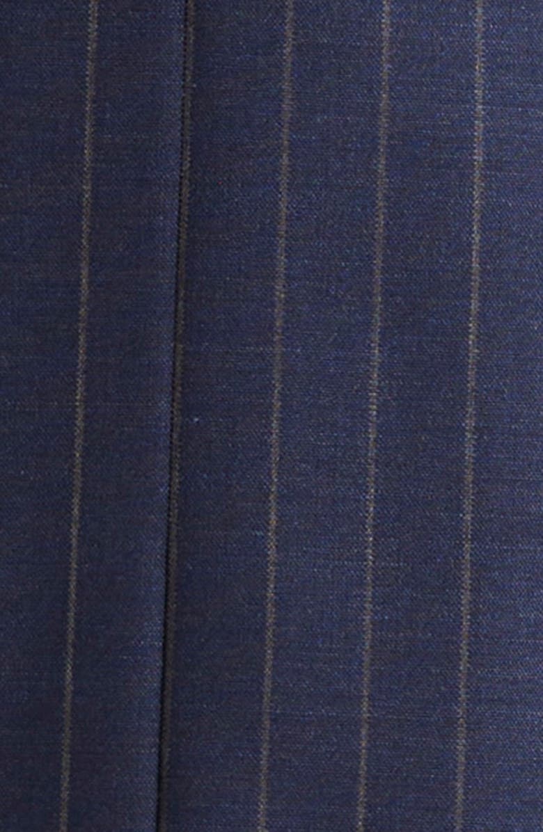 Thom Sweeney Pinstripe Structured Wool Suit, Alternate, color, Navy Brown Stripe