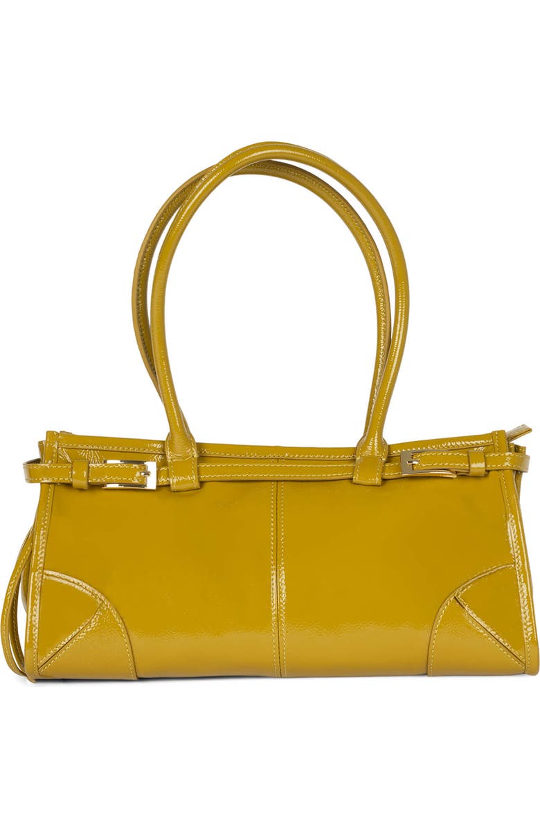 Jeffrey Campbell Pesky Leather Shoulder Bag, Main, color, Chartreuse Crinkle Patent