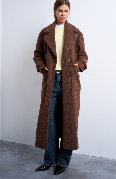 Chuck On Faux Shearling Longline Coat
