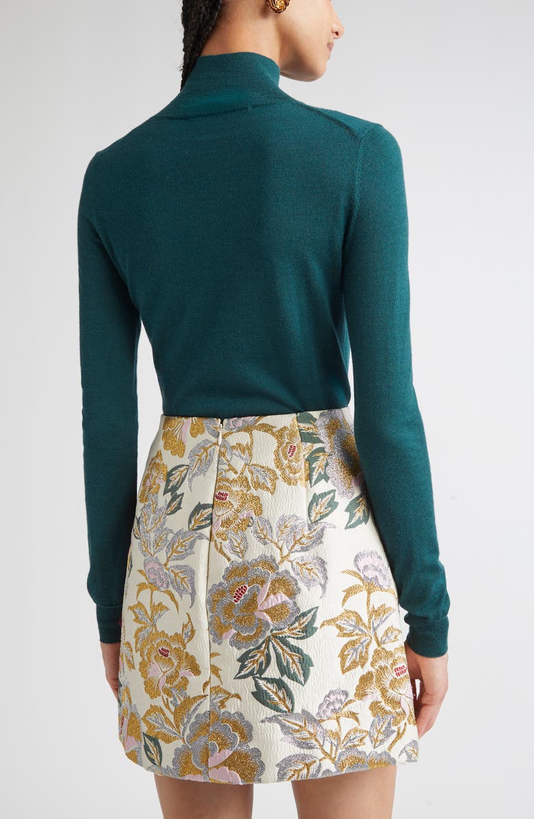 Carolina Herrera Virgin Wool & Silk Mock Neck Sweater, Alternate, color, Pine Green