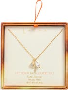 Leith Cubic Zirconia Cross & Faux Pearl Charm Pendant Necklace