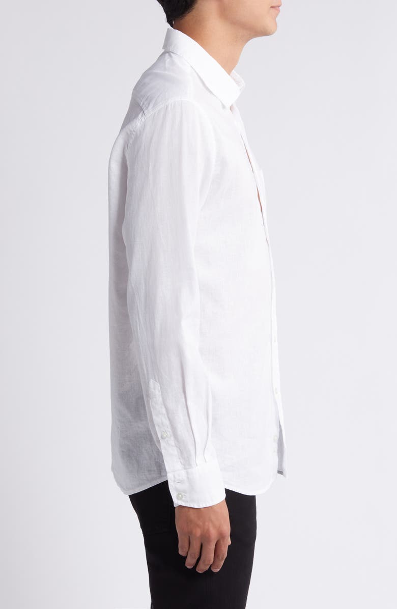 7 For All Mankind Solid Cotton & Linen Button-Up Shirt, Alternate, color, White