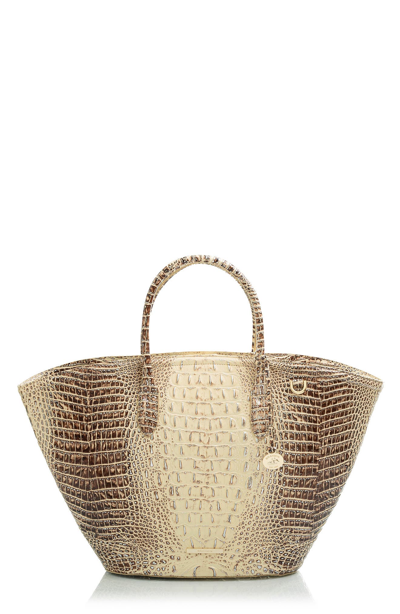 Brahmin Mira Croc Embossed Leather Tote, Main, color, 