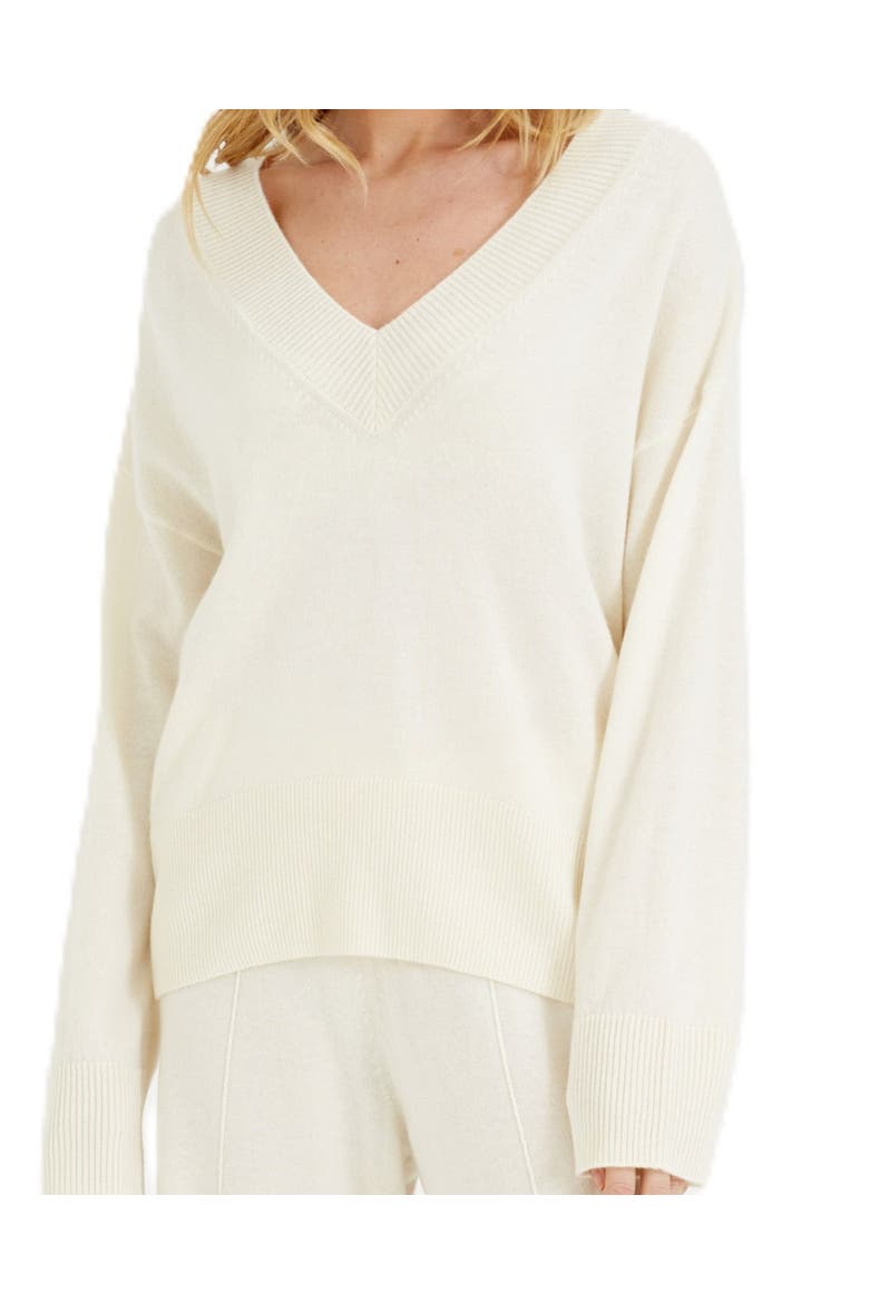V Neck Wool Cashmere Slouchy Lightweight Sweater, Main, color, Cream