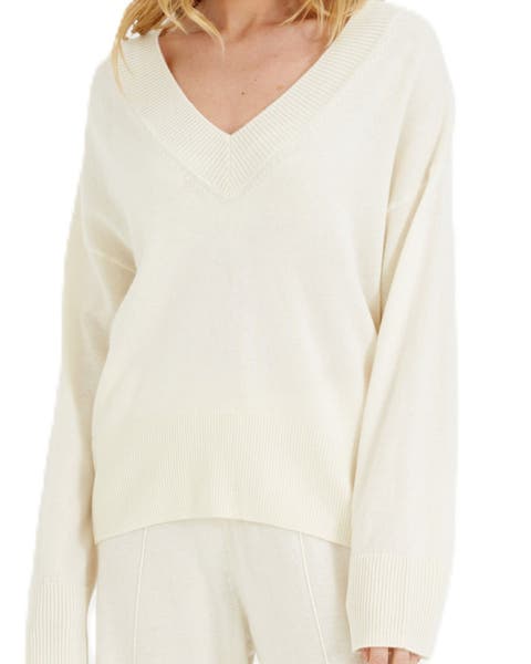 V Neck Wool Cashmere Slouchy Lightweight Sweater