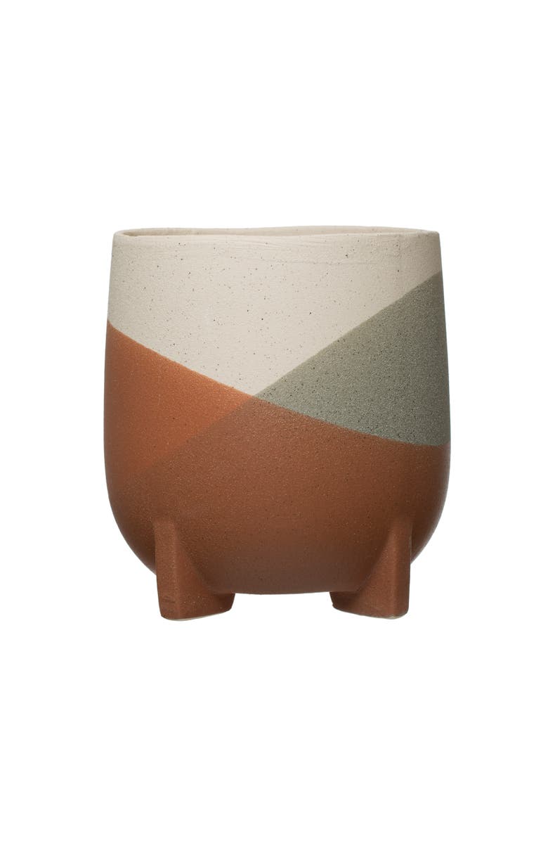 Storied Home Stoneware Footed Planter, Main, color, Orange