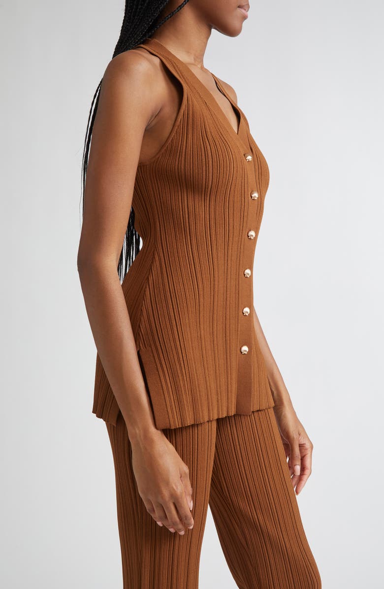 Veronica Beard Dax Variegate Rib Sweater Vest, Alternate, color, Dark Whisky