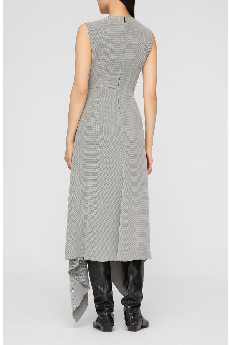 Fluid Houndstooth Jacquard Side Tie Handkerchief Midi Dress, Alternate, color, BLACK MULTI