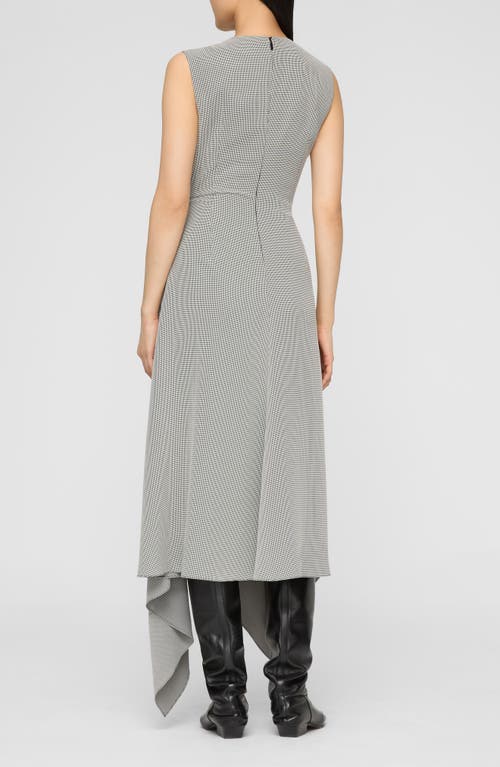 Lafayette 148 New York Fluid Houndstooth Jacquard Side Tie Handkerchief Midi Dress In Multi