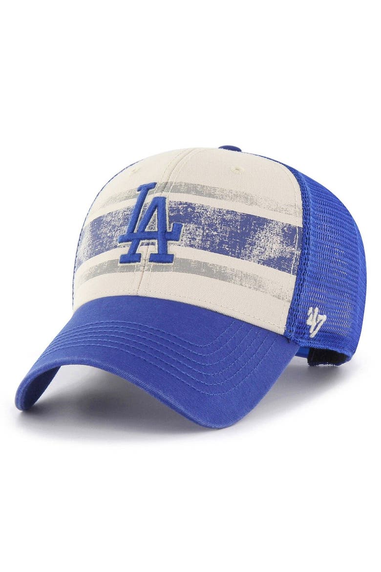 Men's '47 Cream/Royal Los Angeles Dodgers Breakout MVP Trucker Adjustable Hat, Main, color, Cream
