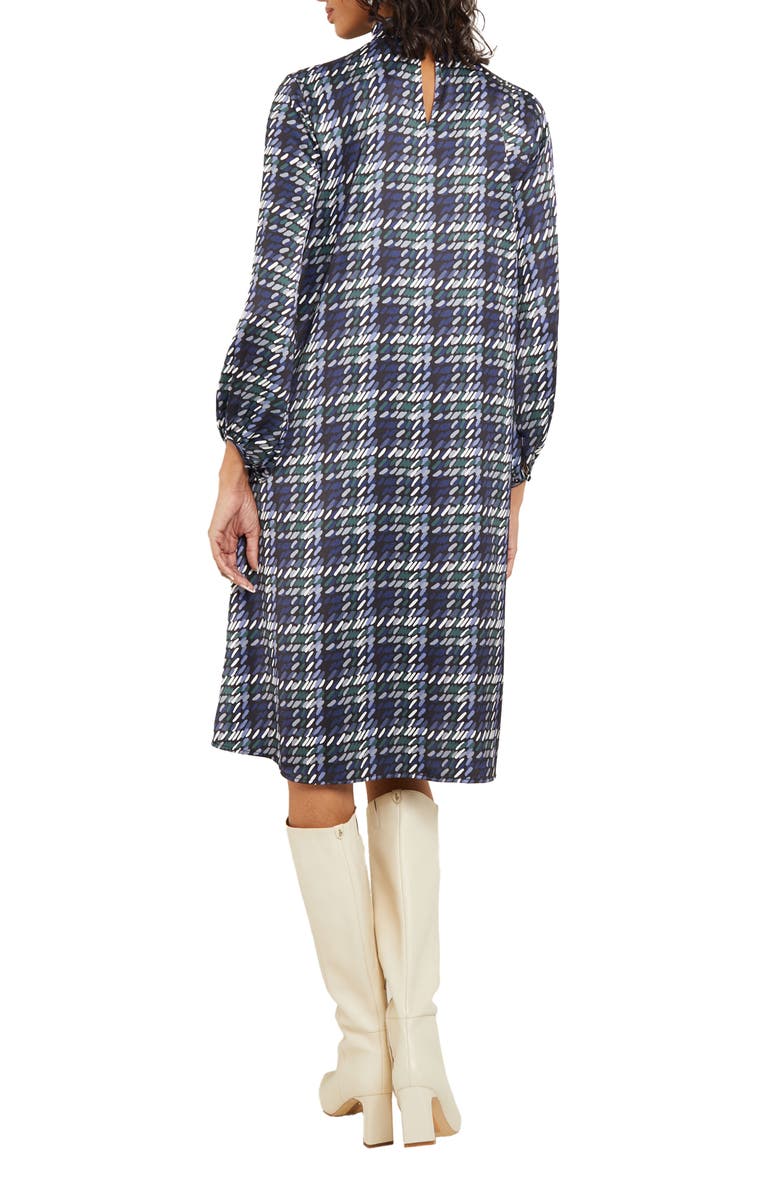Misook Crêpe de Chine Long Sleeve Shift Dress, Alternate, color, Oceanic/Hunter Green