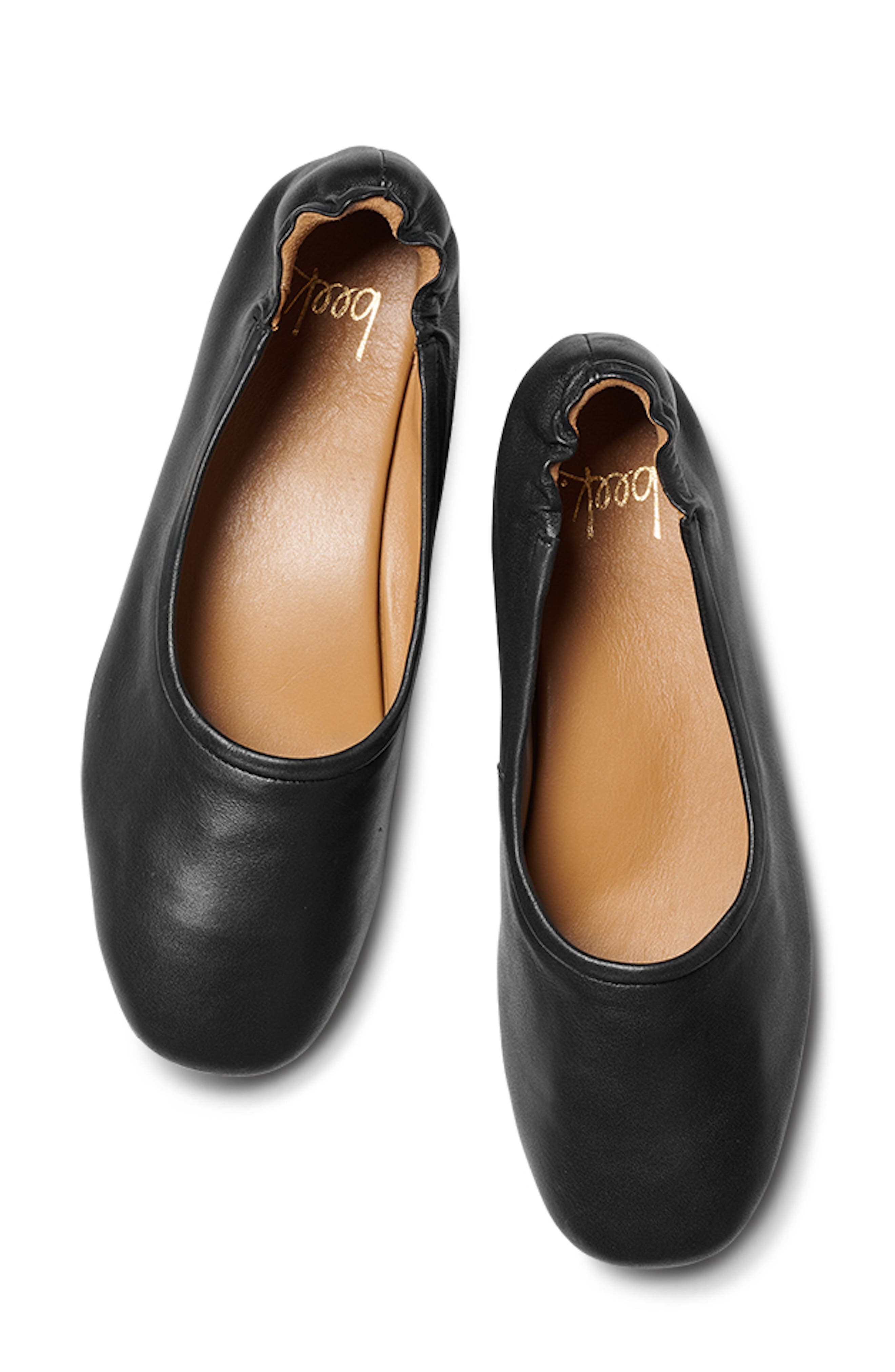 Swan Leather Ballet Flat, Alternate, color, BLACK