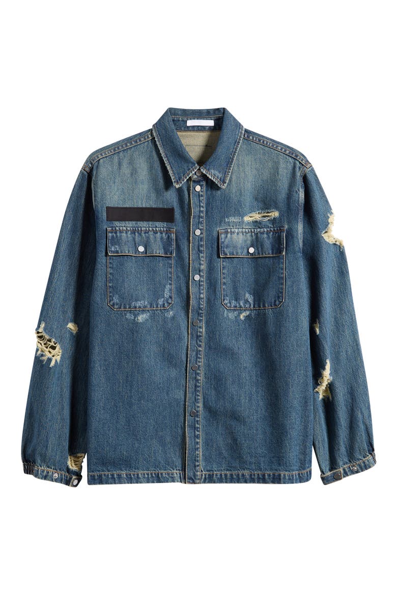 DIstressed Uniform Denim Snap-Up Shirt, Alternate, color, TINTED VINTAGE - 2EY