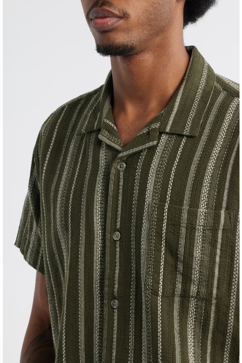 Hugh Stripe Camp Shirt, Alternate, color, DARK SAGE MULTI
