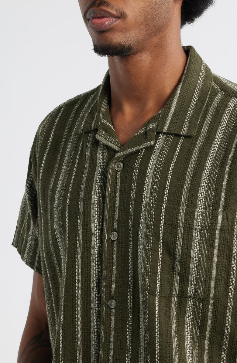 Obey Hugh Stripe Camp Shirt, Alternate, color, Dark Sage Multi